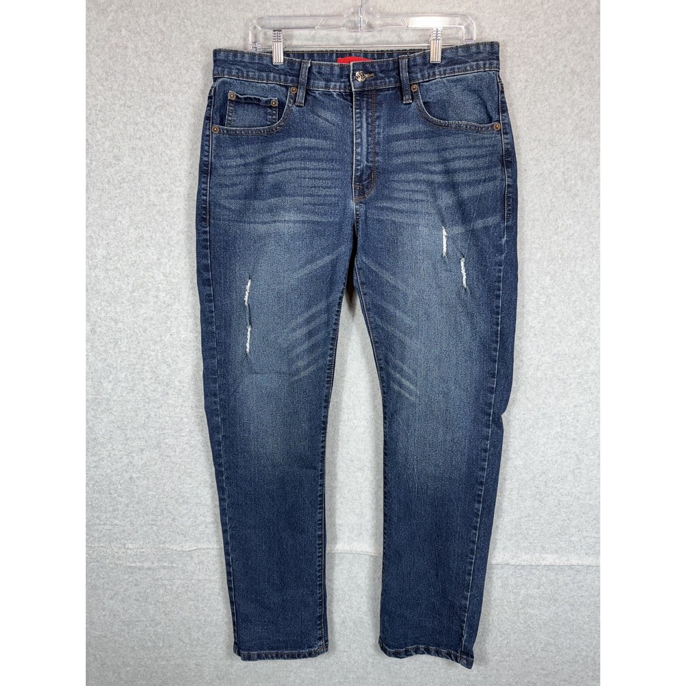 MBX Jeans‎ Mens 34x30 Blue Slim Fit Distressed Denim Classic Five Pocket Pants
